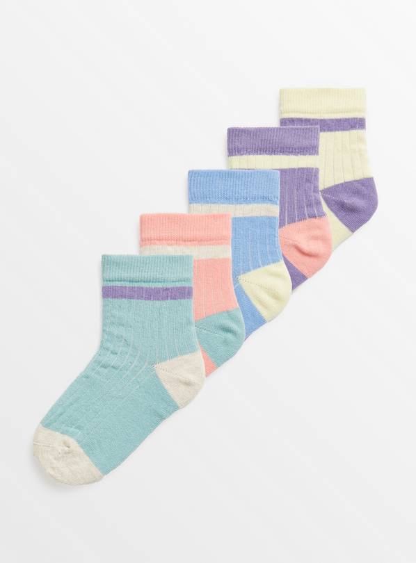 Colour Block Ankle Socks 5 Pack 4-5.5